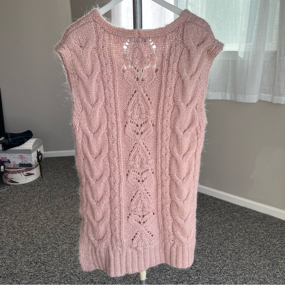 Zara Blush Pink Wool Alpaca Cable Knit Sweater - Picture 3 of 9